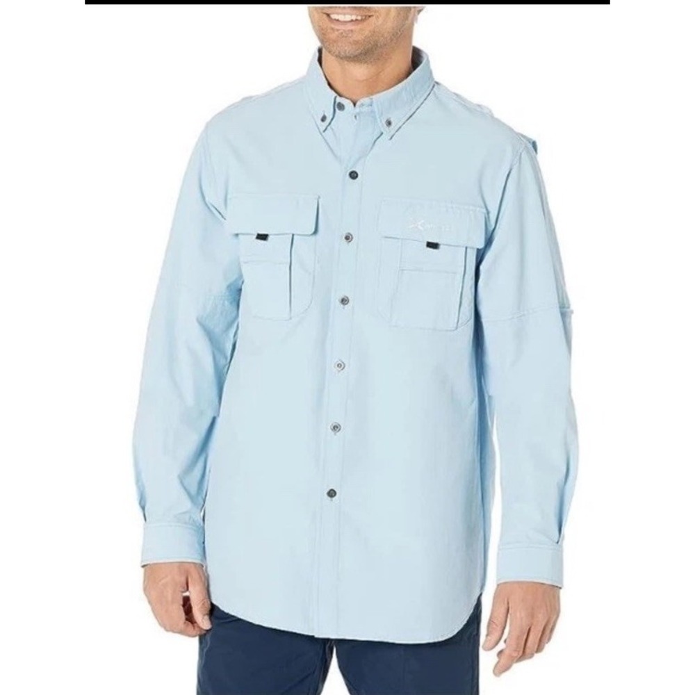 New Arctix Men's Summit Long Sleeve Camp Shirt Blue Sky Size Large UPF50